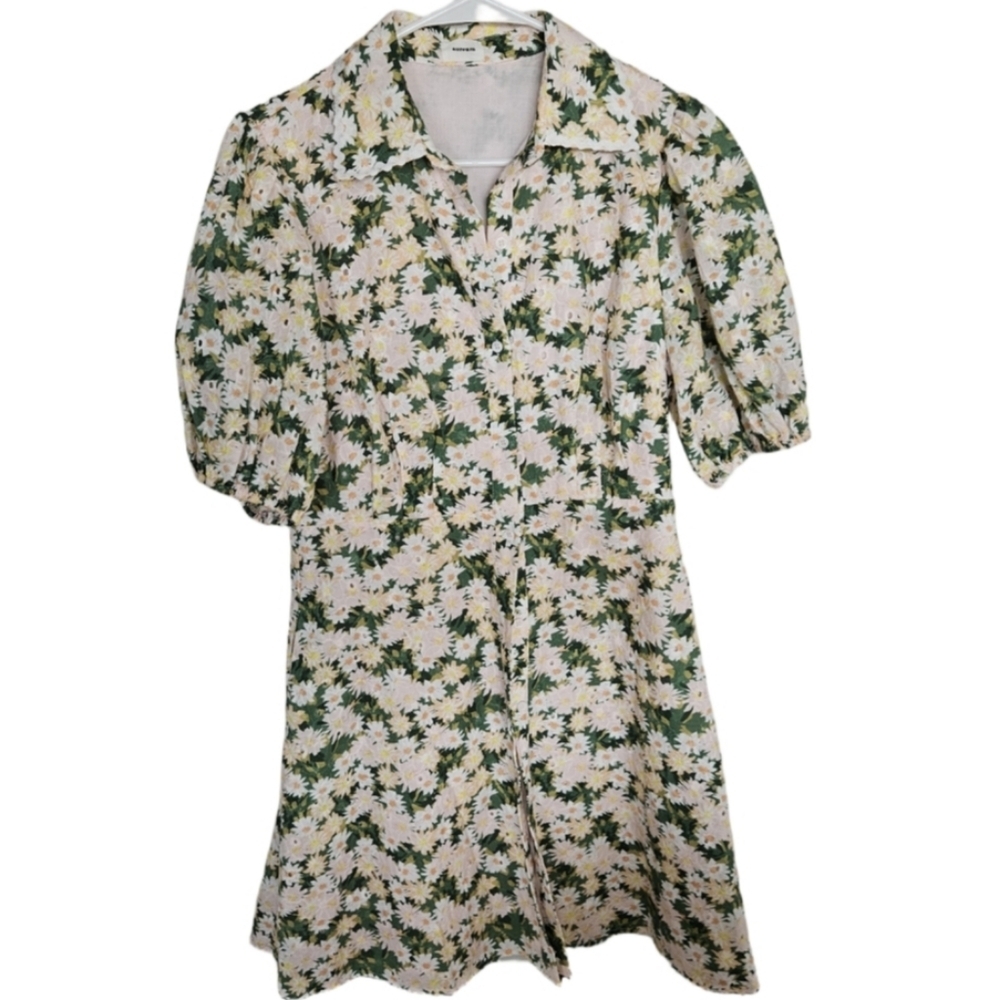 AUREUM Green and Cream Floral Mini Dress - Picture 8 of 9